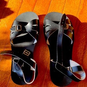 Black Leather Salt Water Sandals